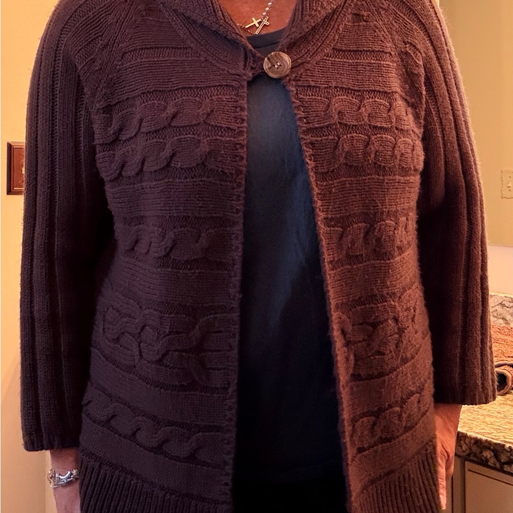 Tiara Chocolate Cable Knit Cardigan
